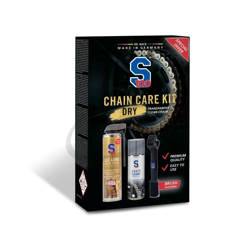 Dr Wack S100 Dry Transparent Motorcycle Motorbike Chain Care Kit