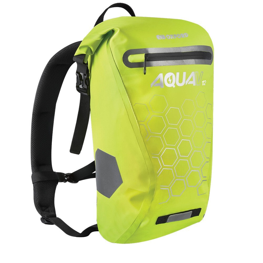 Oxford Aqua V 12 Waterproof Motorcycle Motorbike Cycle Backpack - Fluo Yellow