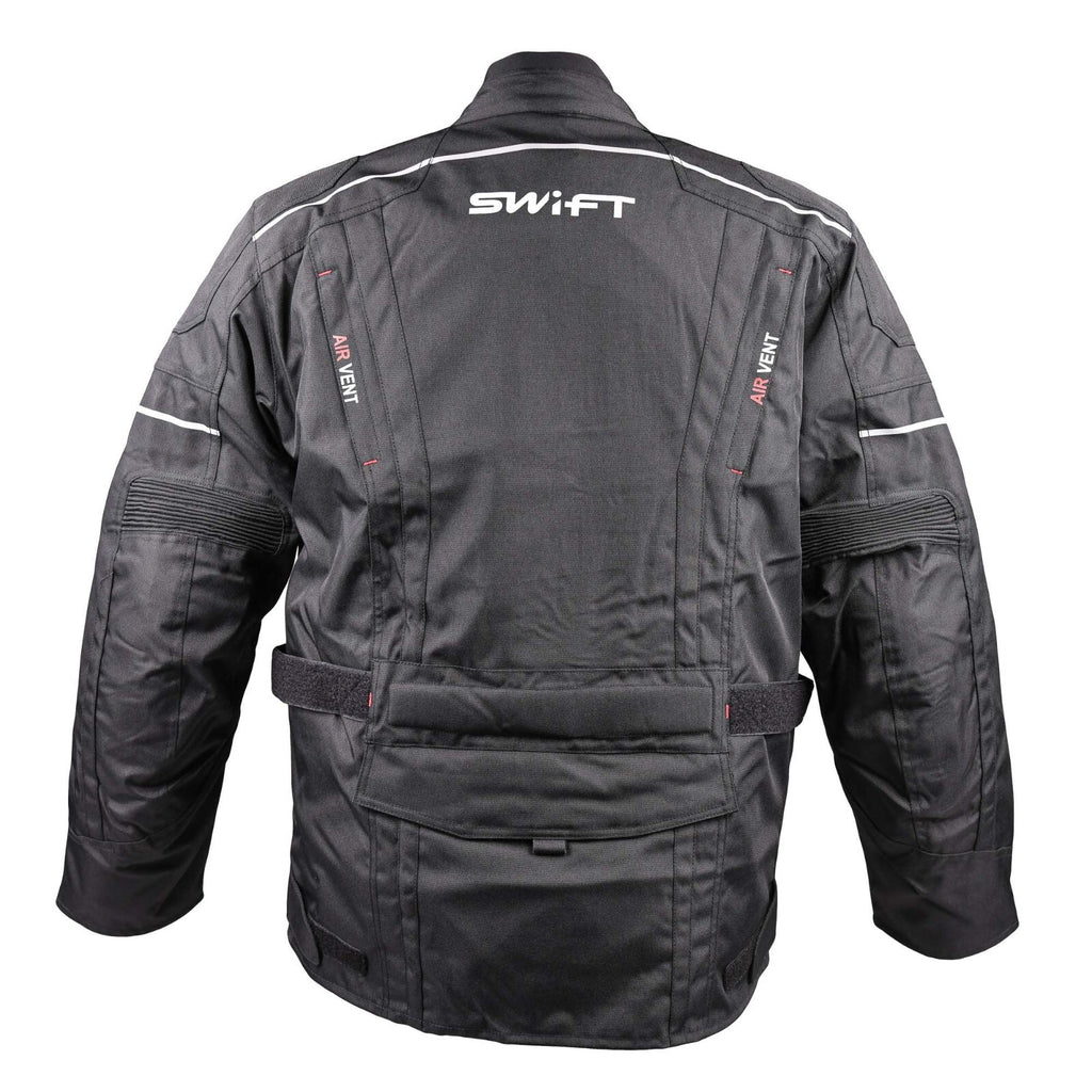 Swift S1 Textile Moto Motorcycle WaterProof Road Jacket - Black - XL & 2XL