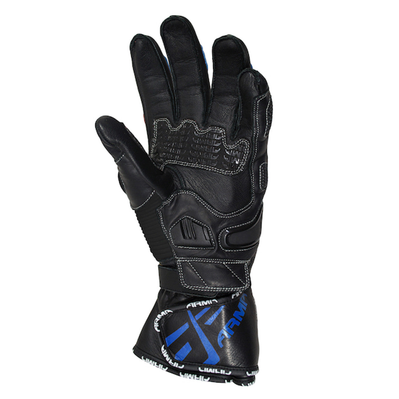 ARMR Moto S870 Leather Sports Race Motorcycle Motorbike Aramid Glove Black Blue