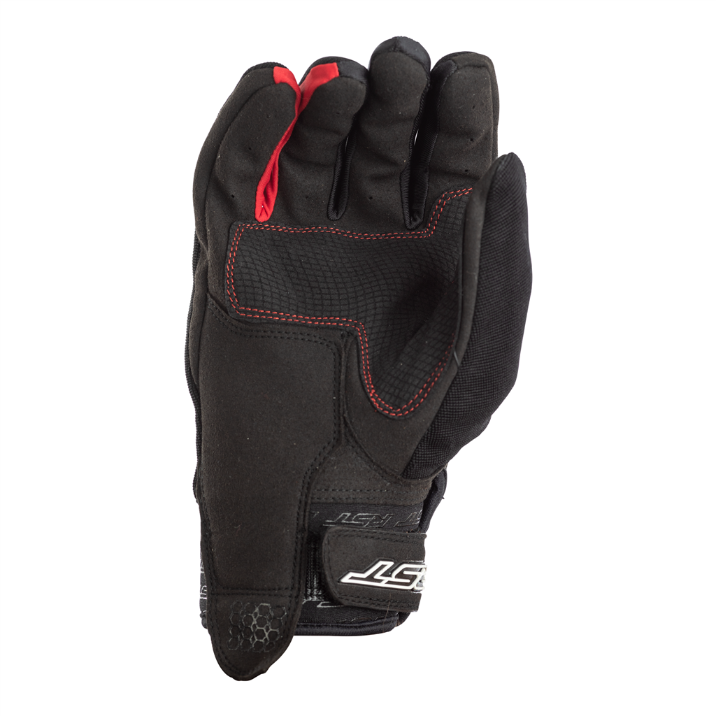 RST Rider CE Motorcycle Motorbike Short Lightweight Textile Gloves - Black Red