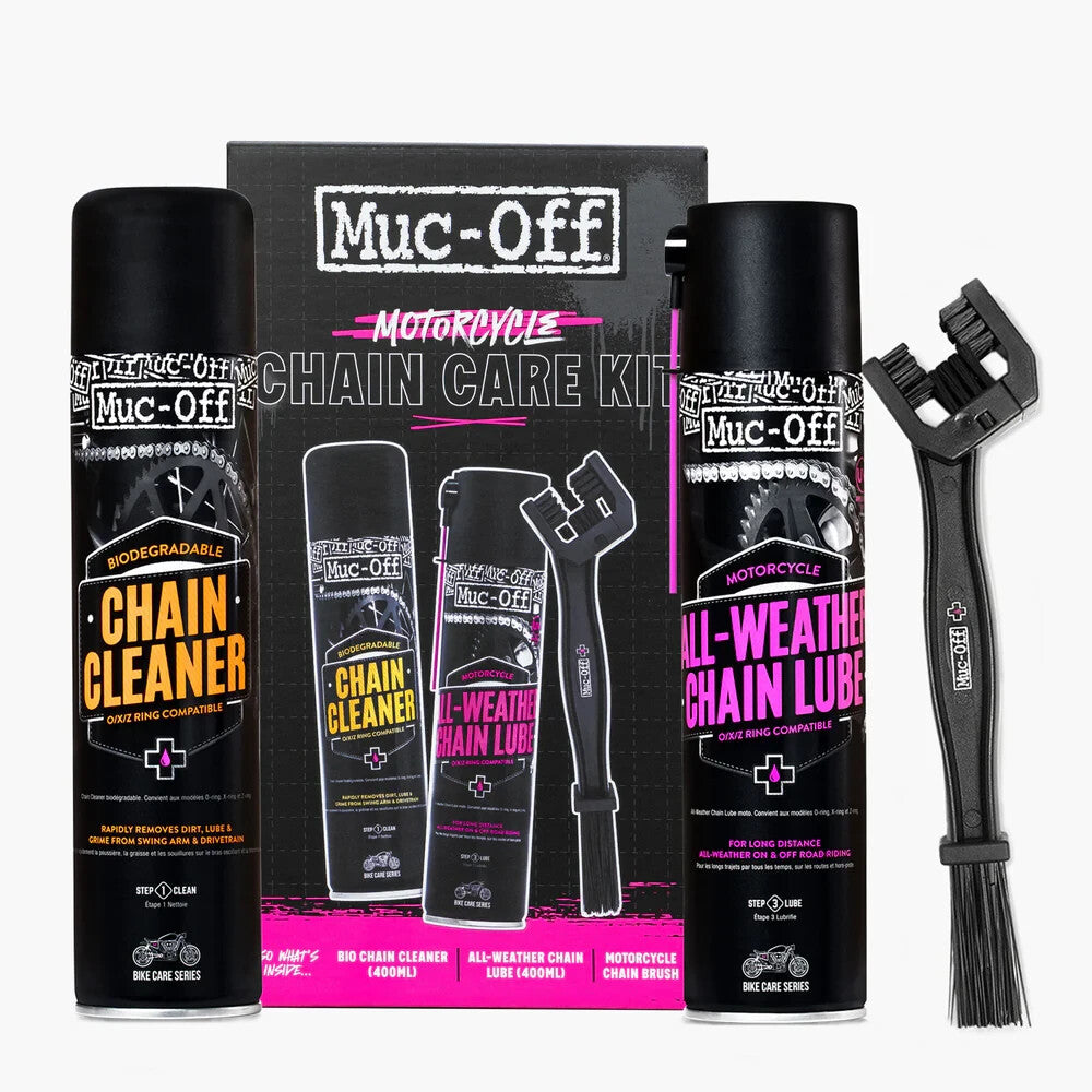 Muc Off Motorcycle Motorbike Chain Care Kit Chain Lube Chain Cleaner & Brush