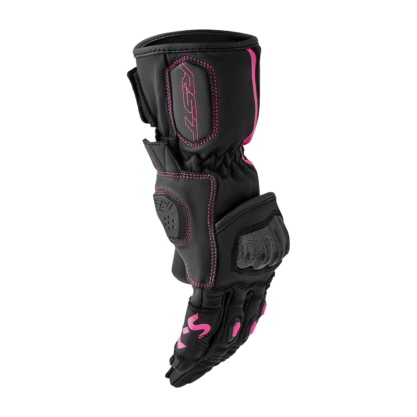RST S-1 CE Ladies Leather Sports Motorcycle Motorbike Gloves - Black Pink