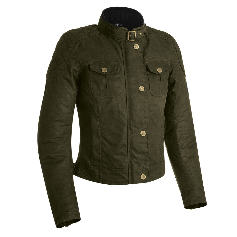 Oxford Holwell 1.0 Women's Waxed Cotton Motorcycle Motorbike Jacket - Green