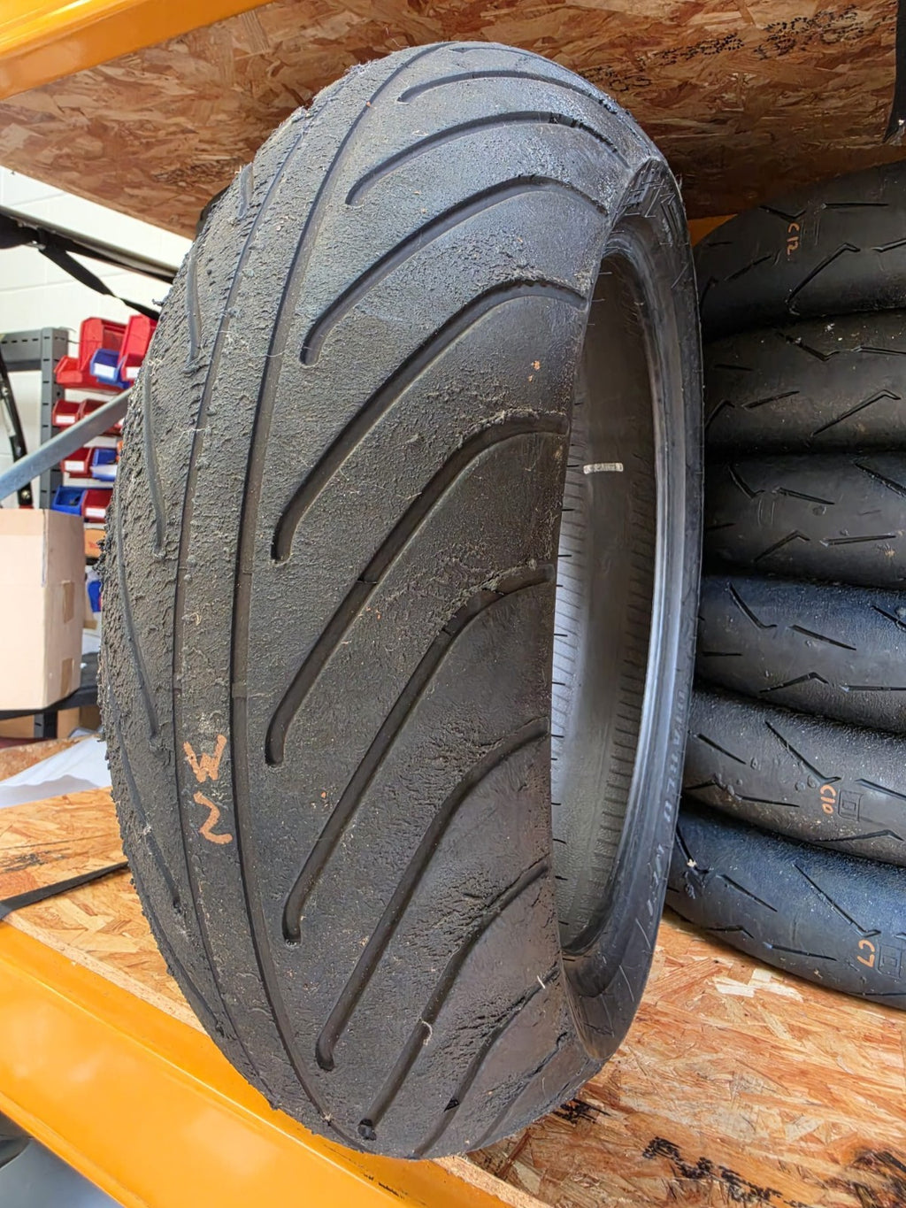 Pirelli Diablo Wet 200/60-17 part worn front BSB scrub tyre 2023