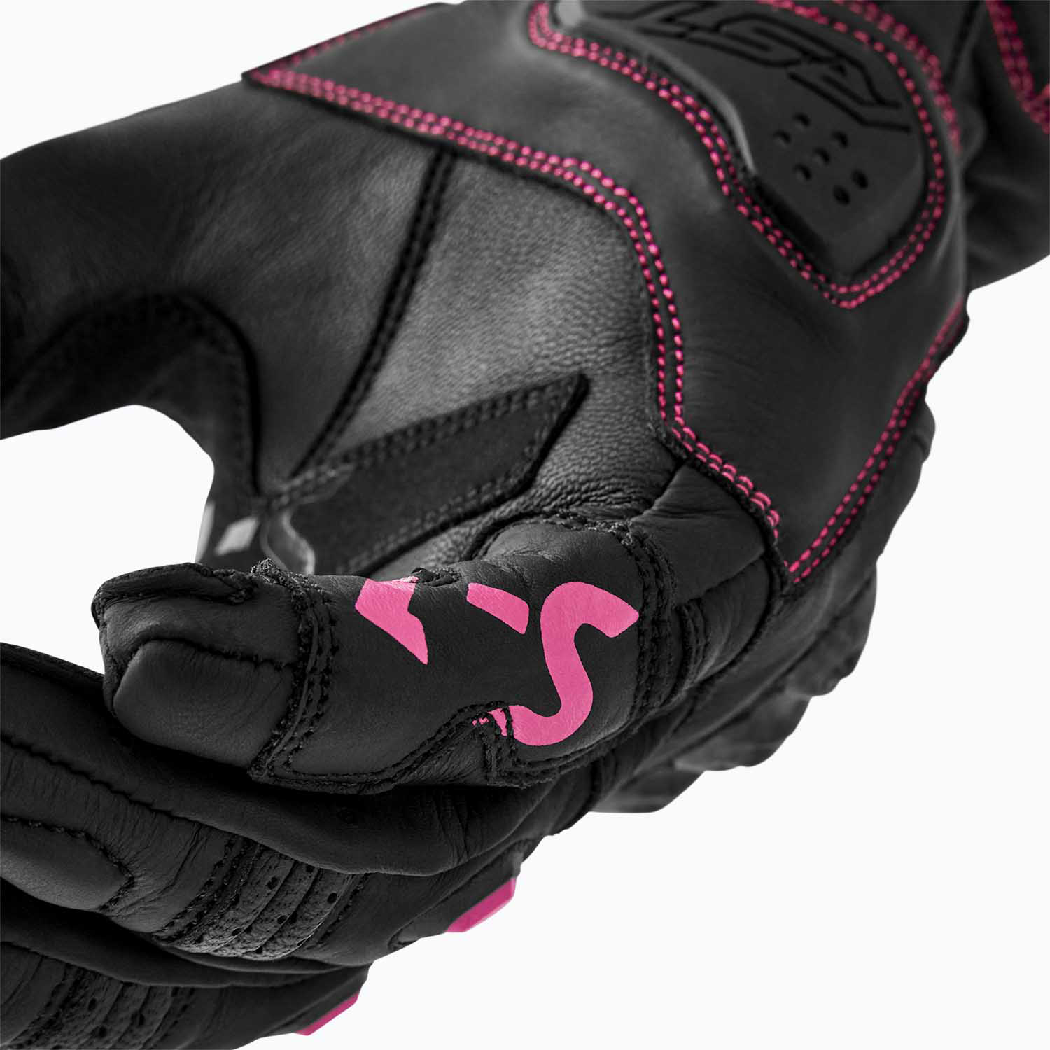 RST S-1 CE Ladies Leather Sports Motorcycle Motorbike Gloves - Black Pink