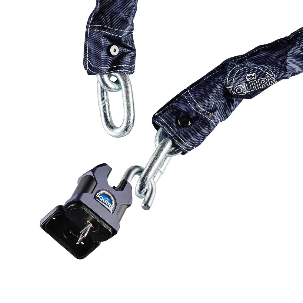 Motorcycle Squire Juggernaut XL 14mm Chain SS65CS Padlock Inc Sold Secure - Gold