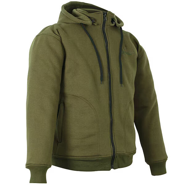 Weise Stealth CE AA Armoured Zip Front Motorcycle Motorbike Hoodie - Olive Green