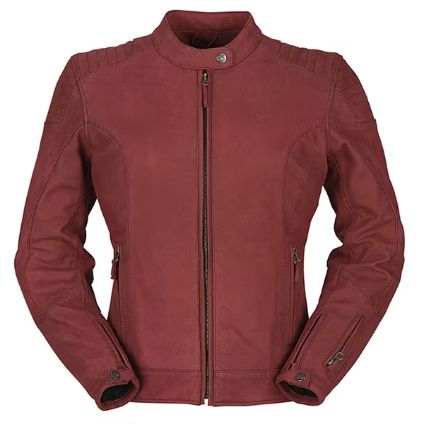 Furygan Ladies Retro Motorcycle Leather Jacket Debbie - Bordeaux/Burgundy