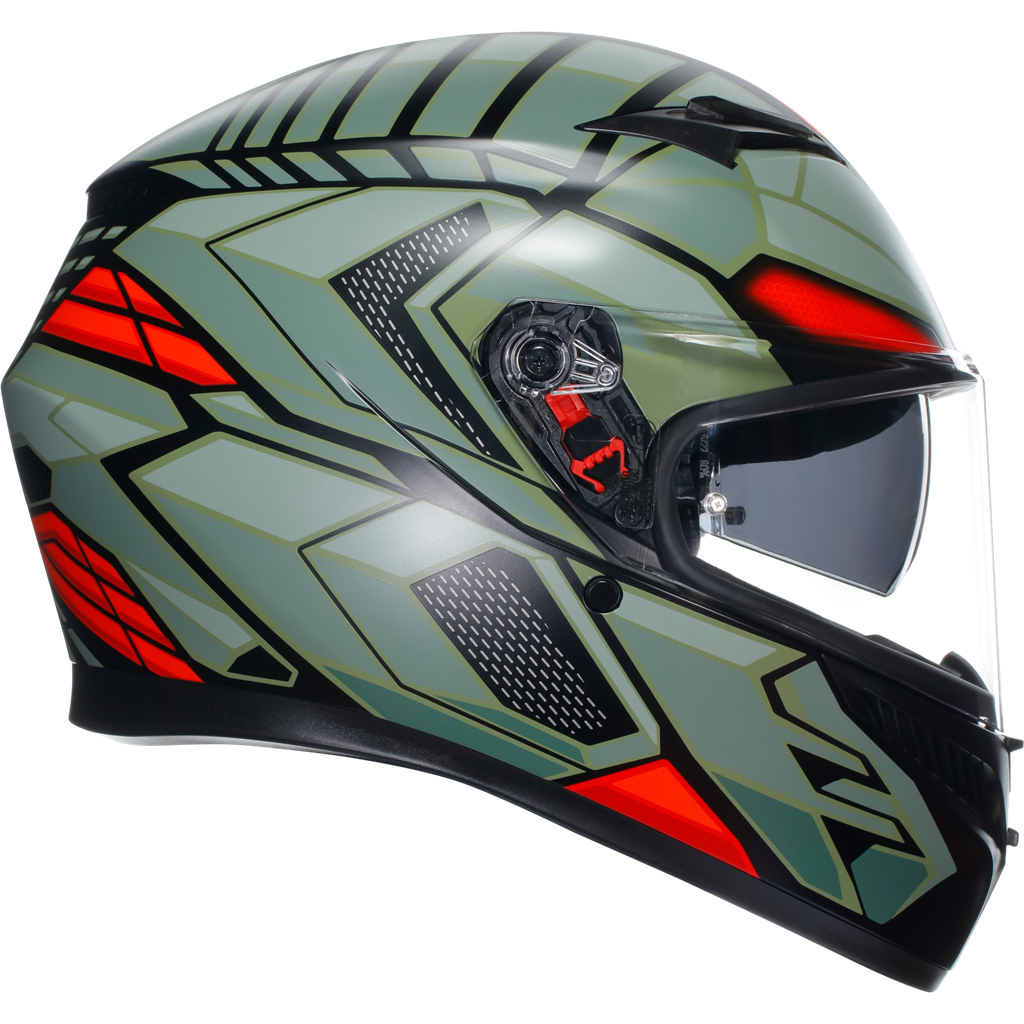 AGV K3 Decept Matt Black Green Red ECE2206 Full Face Motorcycle Motorbike Helmet