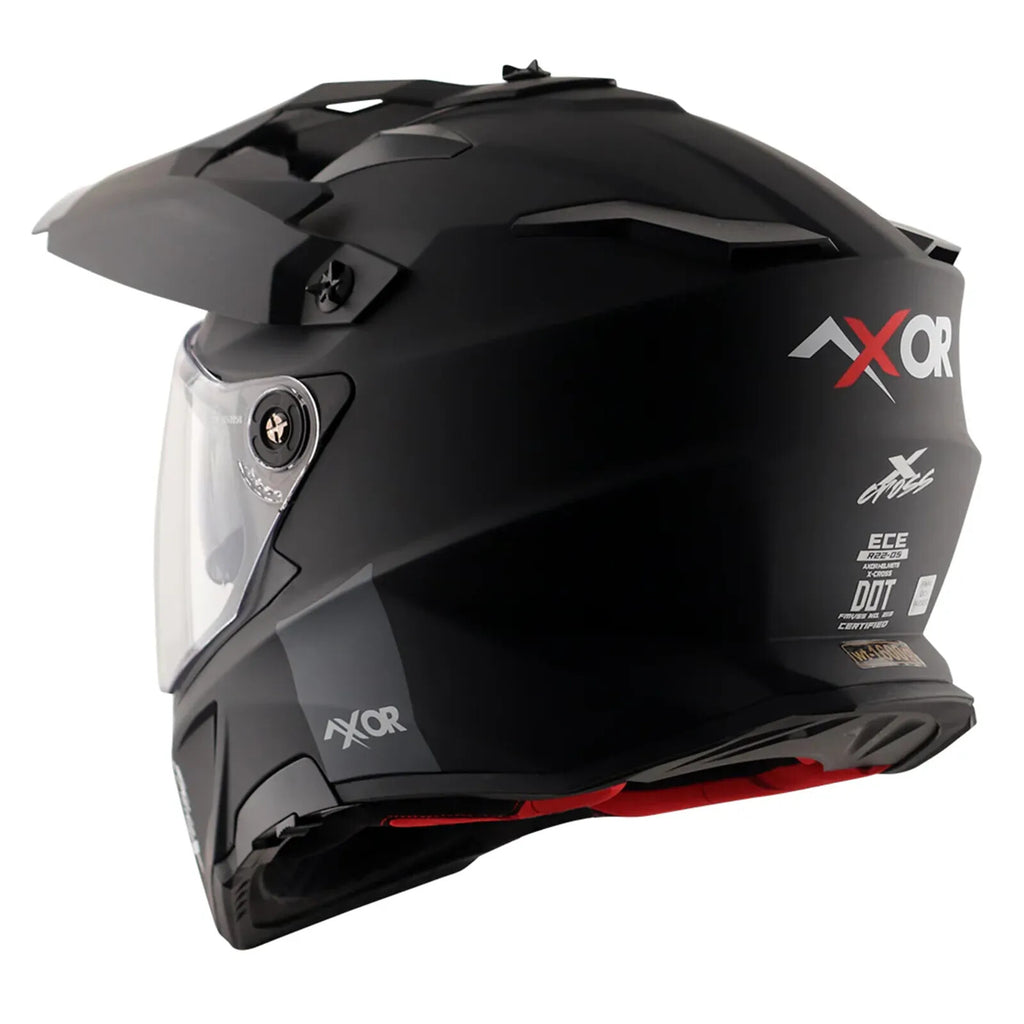 Axor X-Cross Adventure Dual Sport Helmet Matt Black, Free Smoke Visor & Pinlock