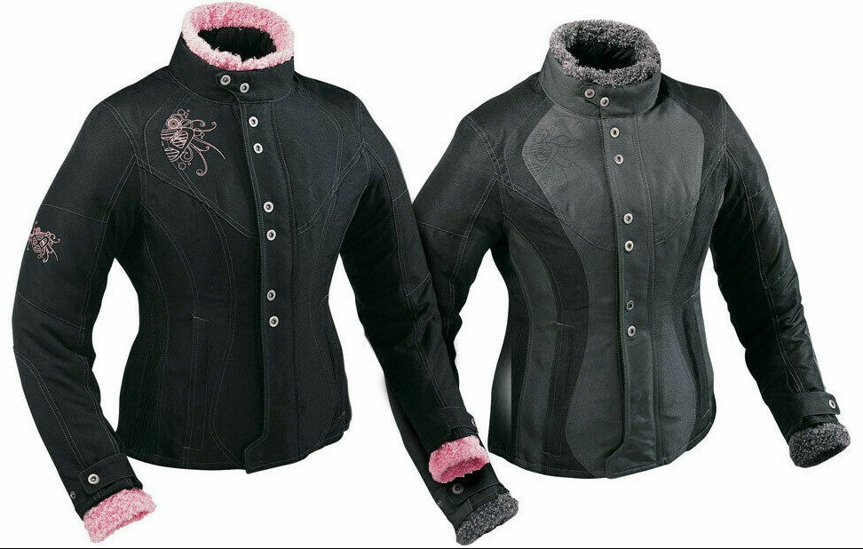 Ixon Ladies Vega Curl Waterproof Textile Motorcycle Motorbike Jacket Black Grey