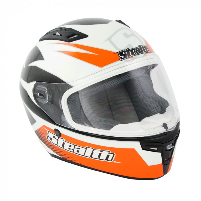 Stealth HD117 GP Replica Adult Full Face Carbon Motorcycle Helmet Orange - XL