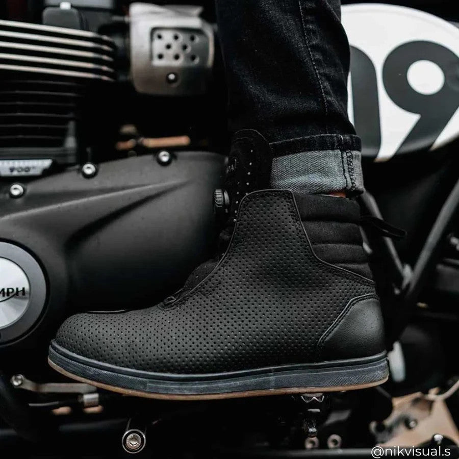 Spada Tachi Black Waterproof Reflective High Top CE Motorcycle Motorbike Trainer