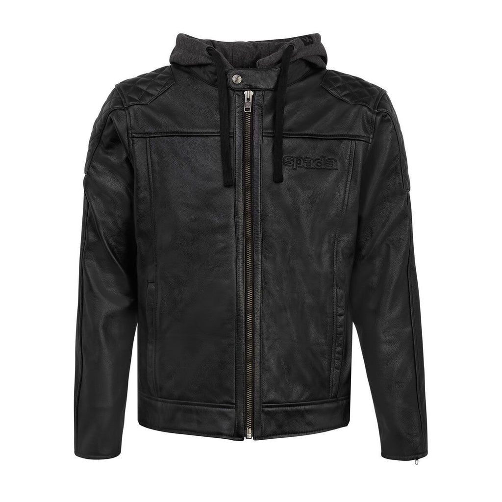 Spada Lambert Classic Style Leather CE AA Motorcycle Motorbike Hooded Jacket