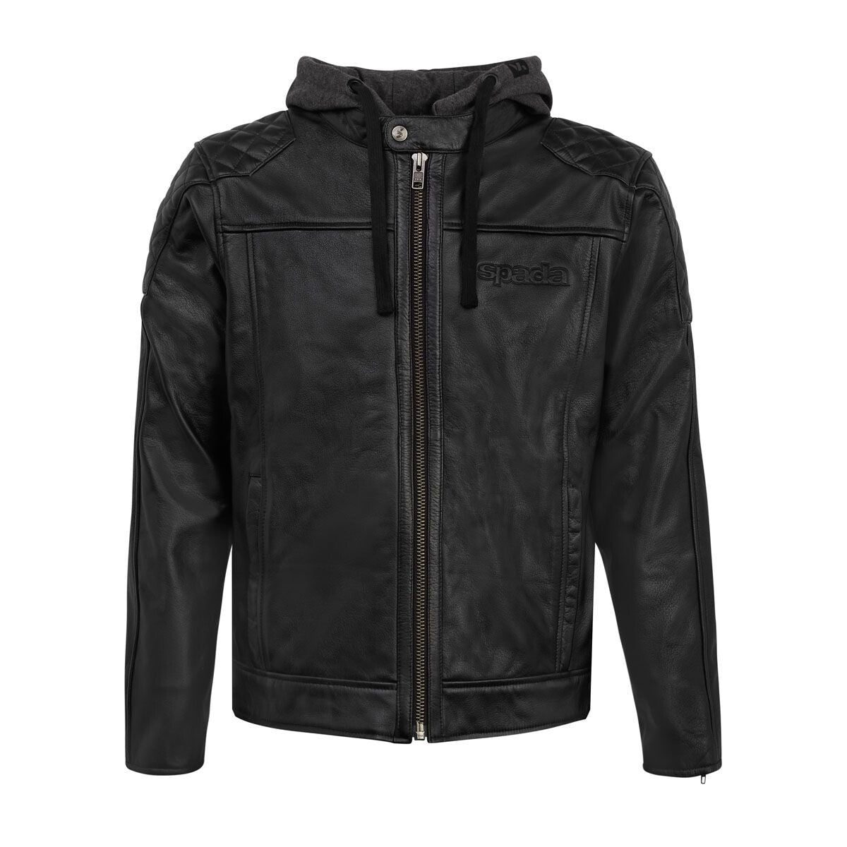 Spada Lambert Classic Style Leather CE AA Motorcycle Motorbike Hooded Jacket