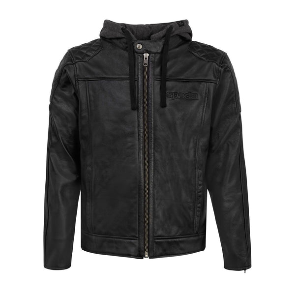 Spada Lambert Classic Style Leather CE AA Motorcycle Motorbike Hooded Jacket