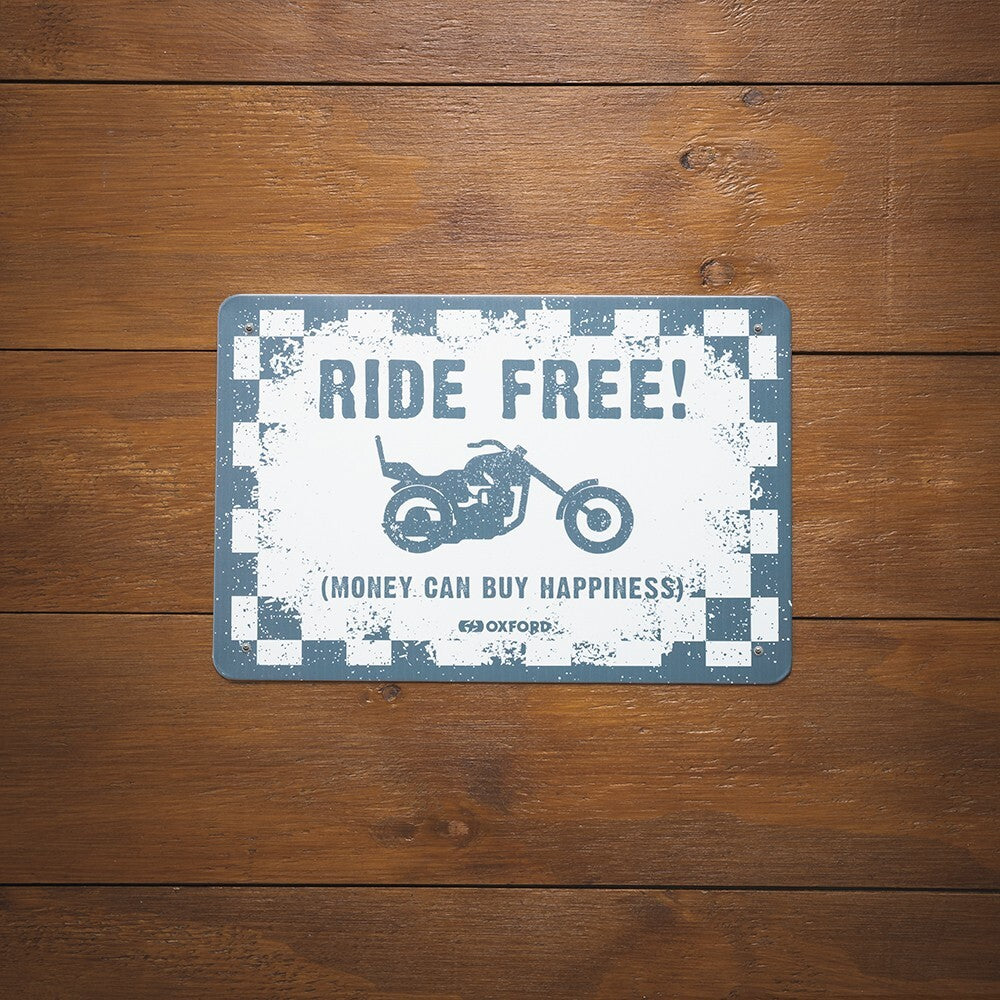 Oxford Garage Metal Motorcycle Motorbike Sign - RIDE FREE