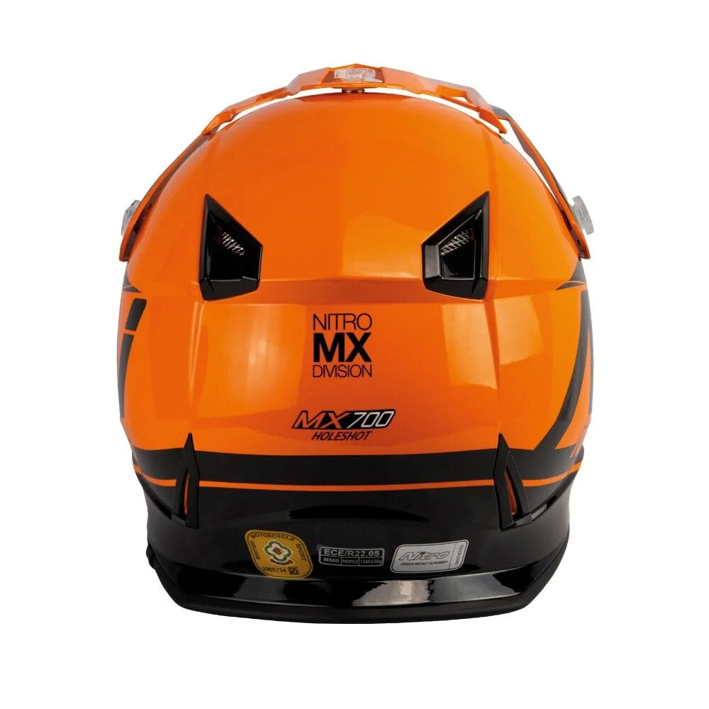 Nitro MX700 Podium MX Motocross Enduro Motorcycle Helmet Holeshot Black Orange