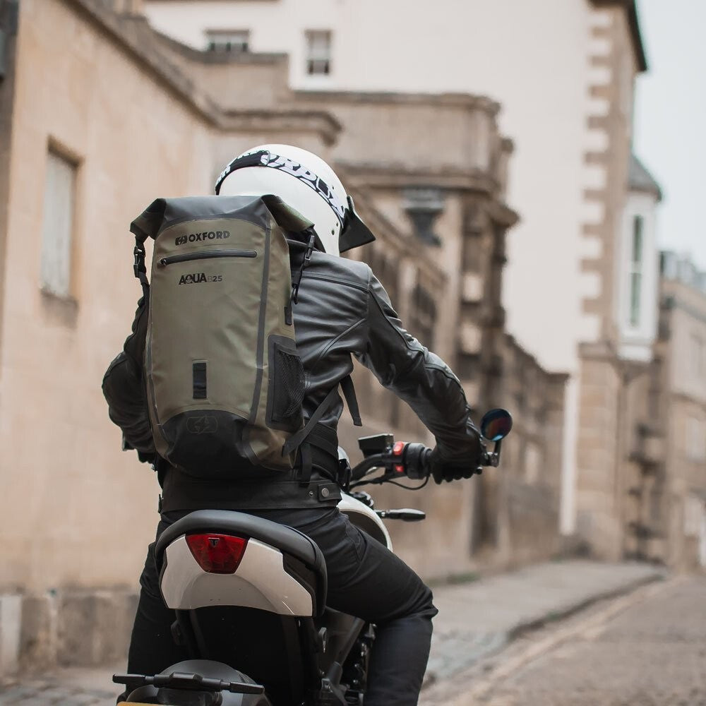 Oxford Aqua B25 Hydro Waterproof 25 Litre Motorcycle Motorbike Back Pack Khaki