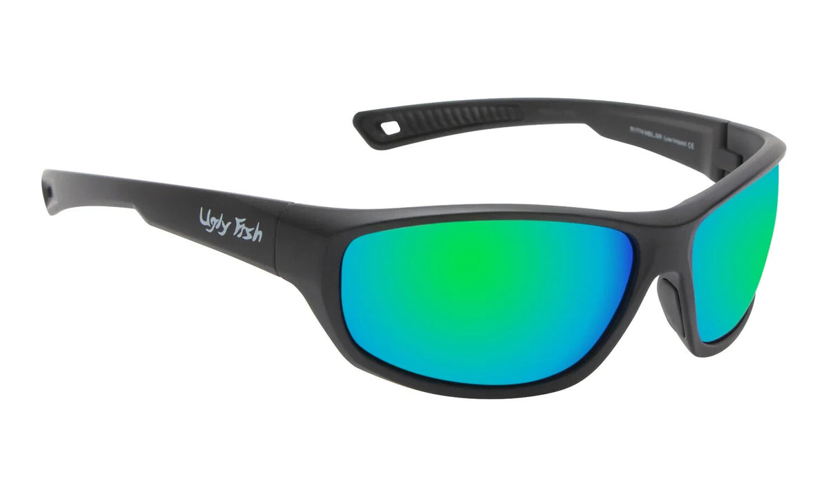 Ugly Fish RS1774 Motorcycle Motorbike Sunglasses - Matt Black Frame/Green Lens