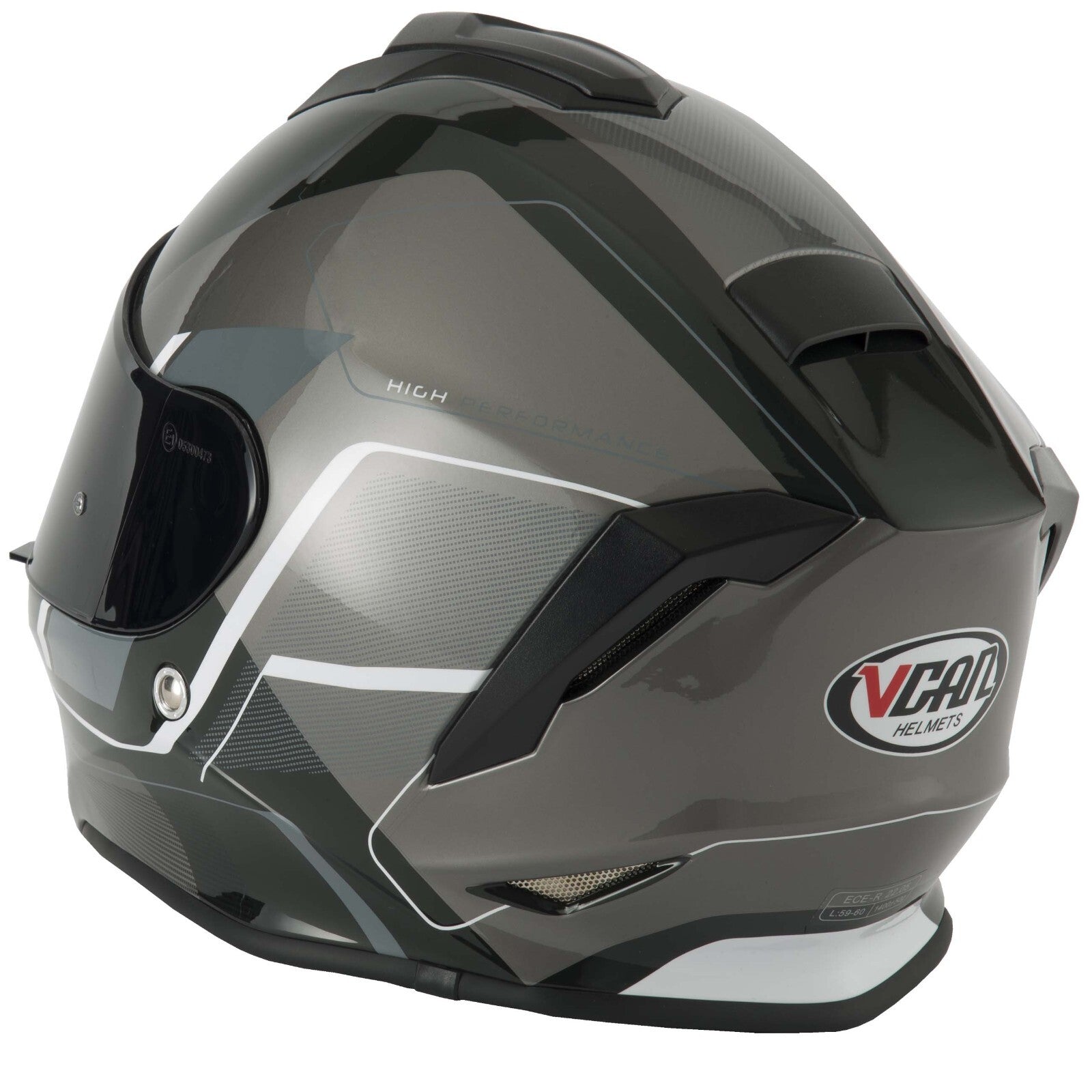 VCAN V151 Full Face Pulsar Grey ACU Gold Motorcycle Motorbike Helmet Black Grey