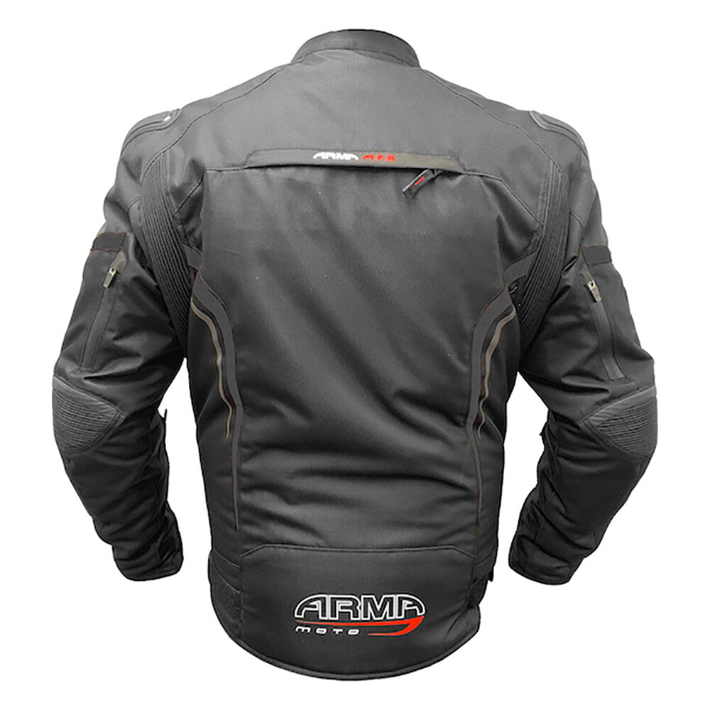 ARMR Moto Harada R Textile Waterproof Motorcycle Motorbike Jacket Black Black