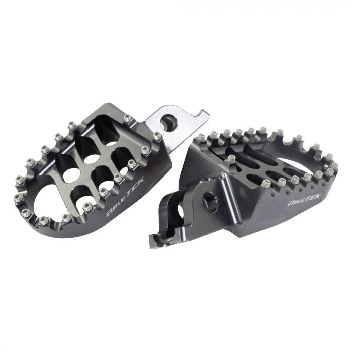 BikeTek MX Forged Wide Platform Footpegs Gun Metal Kawasaki- KX250F KX450F KX500