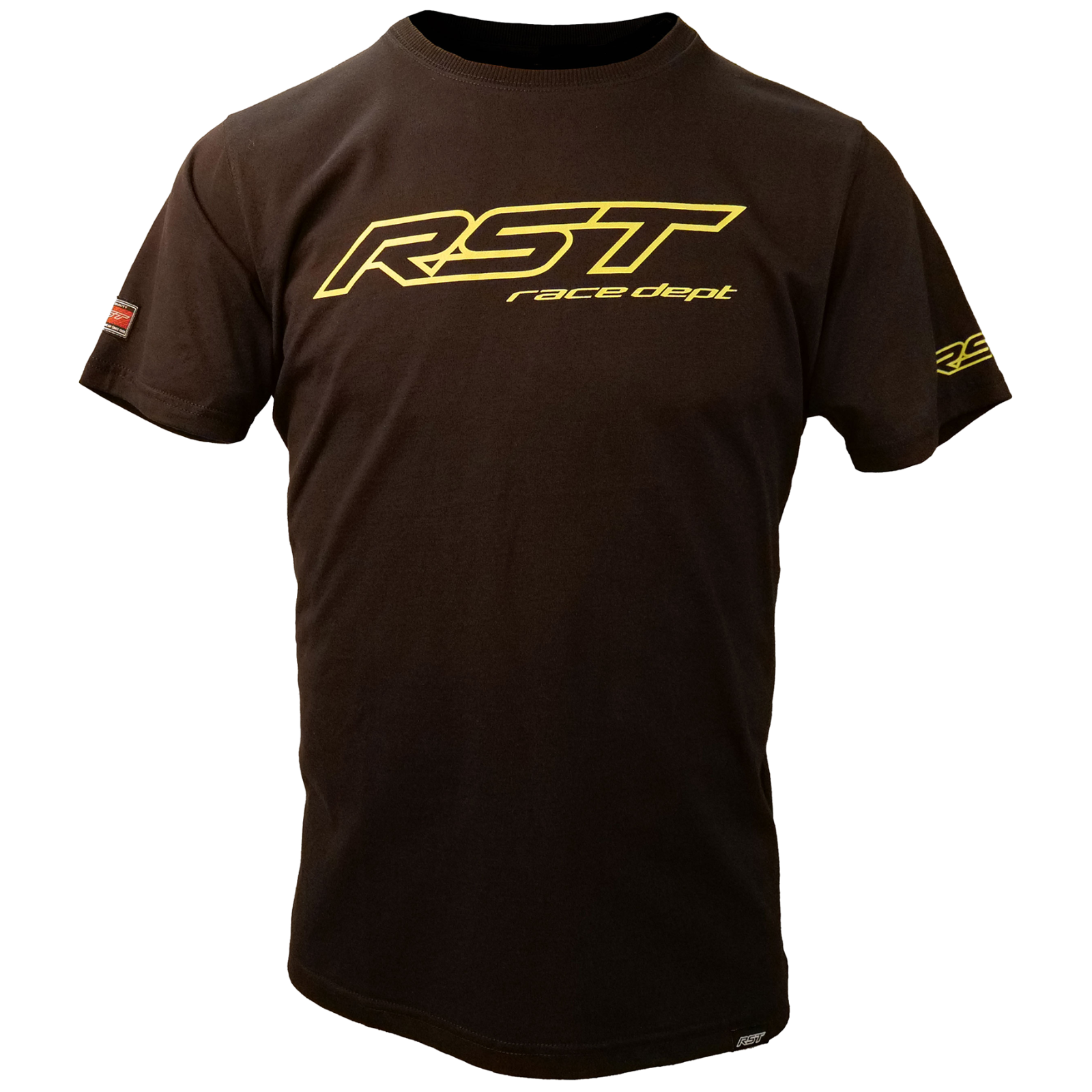RST Race Dept Logo Casual Mens T-Shirt - Black Fluo Yellow