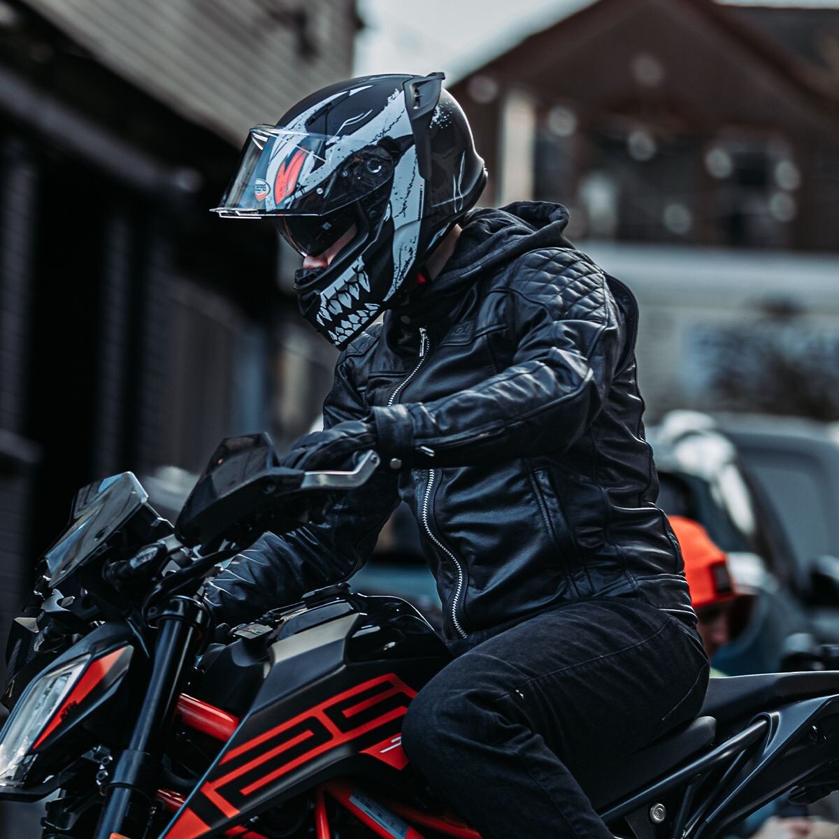 Spada Lambert Classic Style Leather CE AA Motorcycle Motorbike Hooded Jacket
