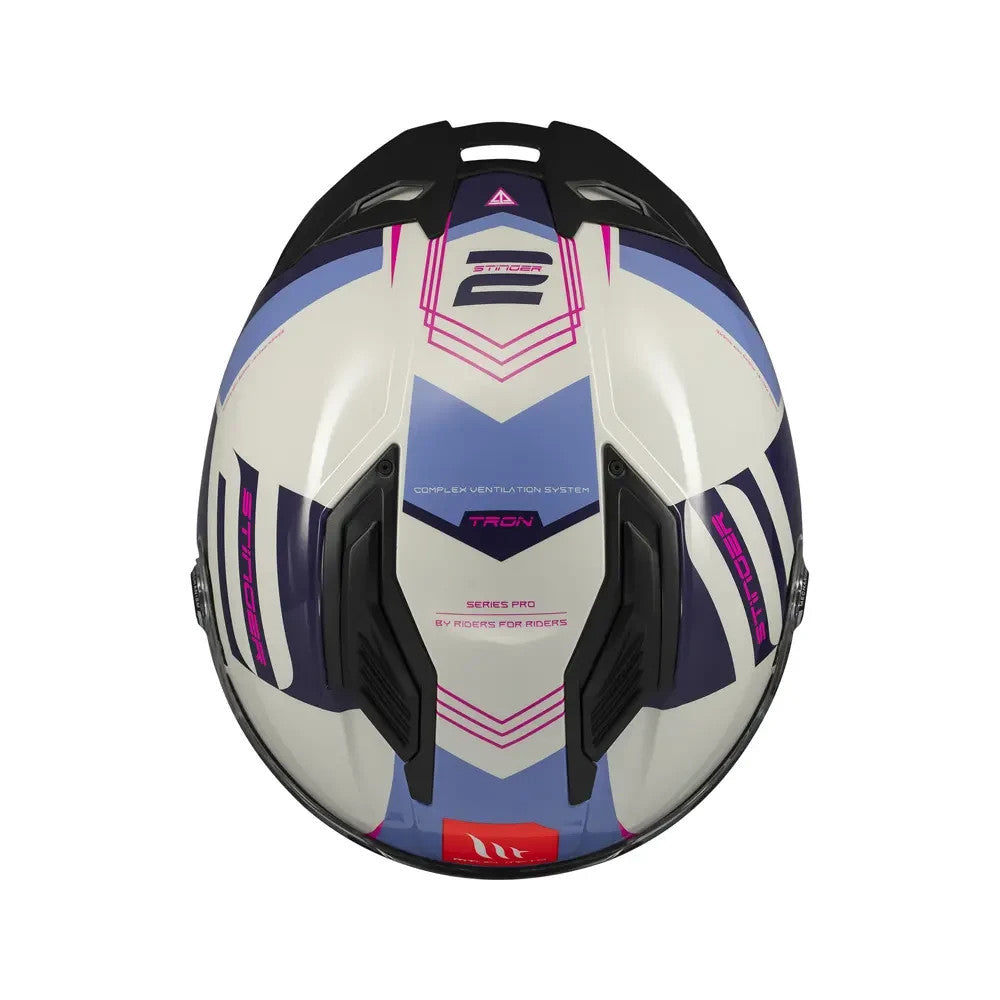 MT Stinger 2 Tron Full Face White ECE2206  Motorcycle Motorbike Helmet