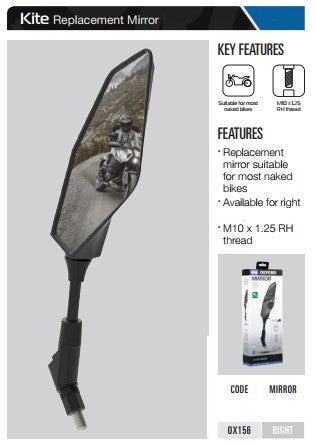Oxford Motorcycle Replacement Mirror Kite - Right OX156