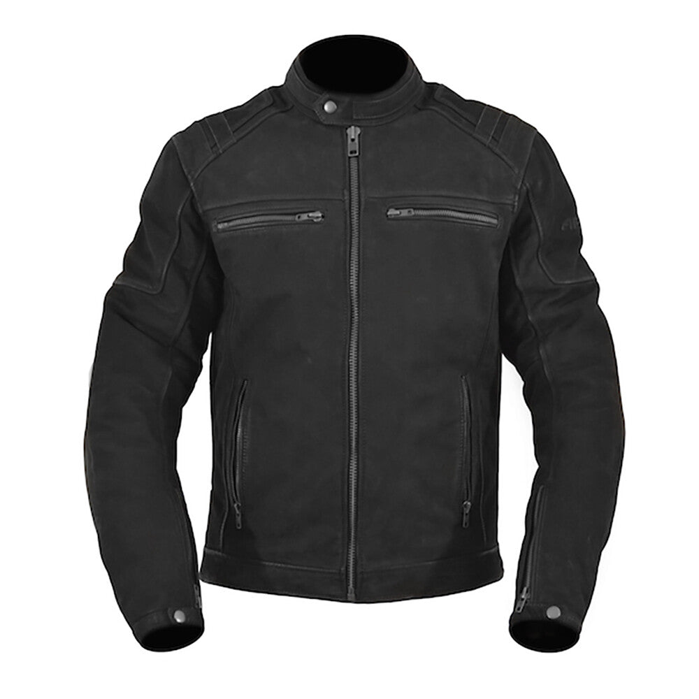 ARMR Moto Nubakku Classic Black Nubuck Leather Motorcycle Motorbike Jacket