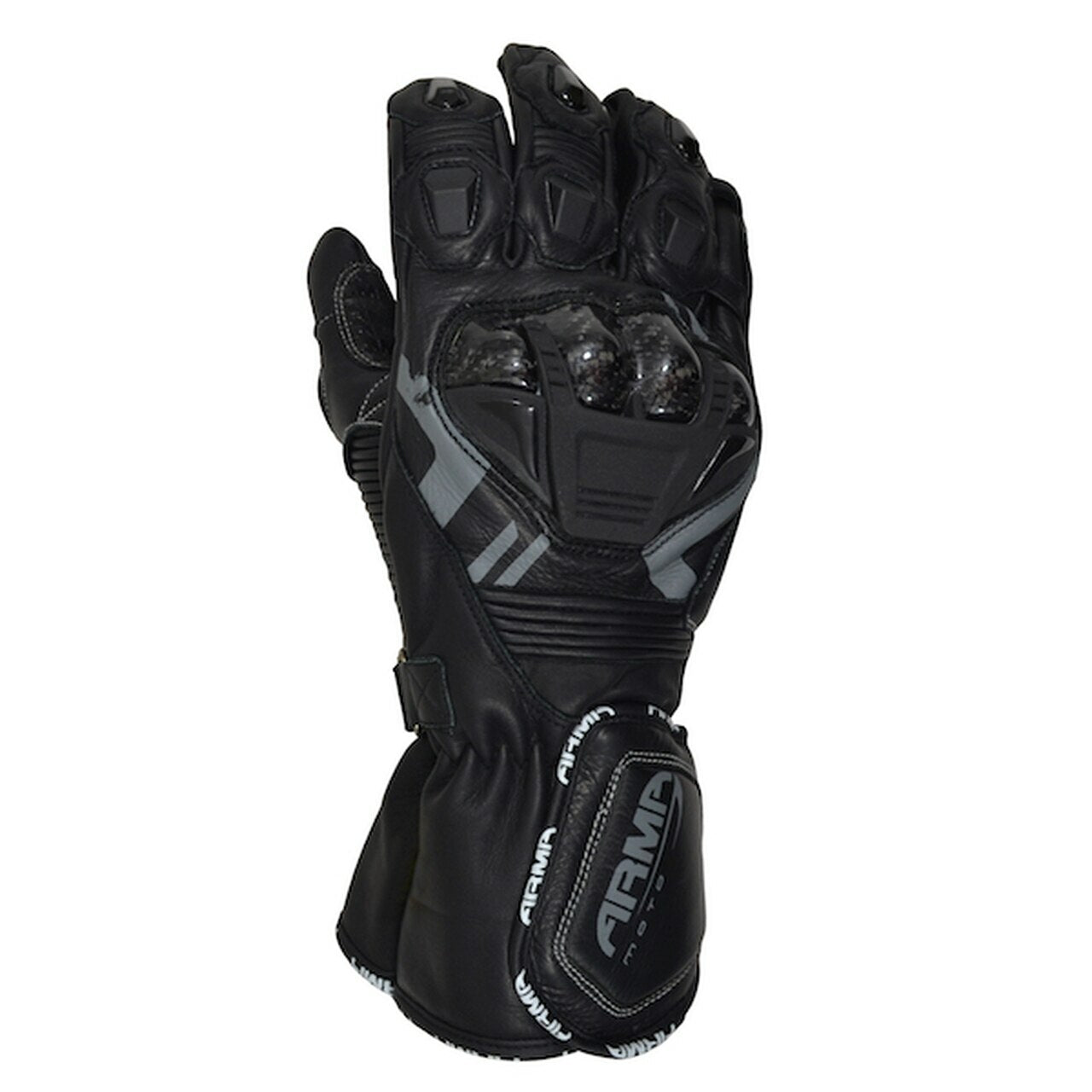 ARMR Moto S870 Leather Sports Race Motorcycle Motorbike Aramid Lined Glove Black