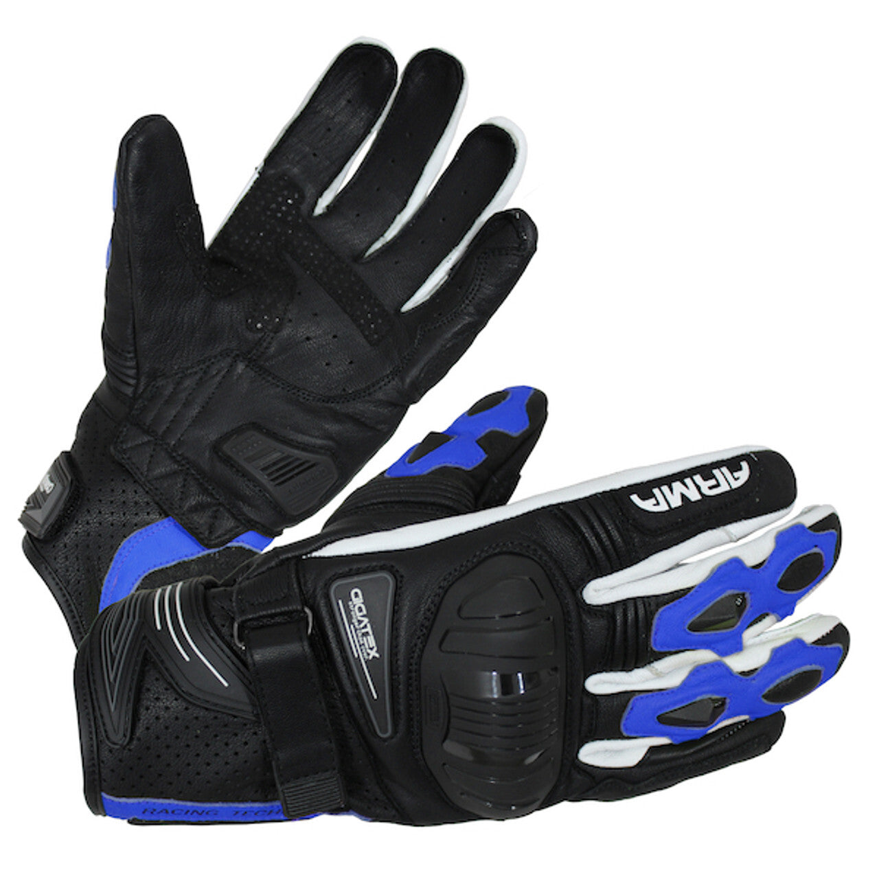 ARMR Moto Shiro S880 Aramid Lined Motorcycle Motorbike Sports Glove - Black Blue