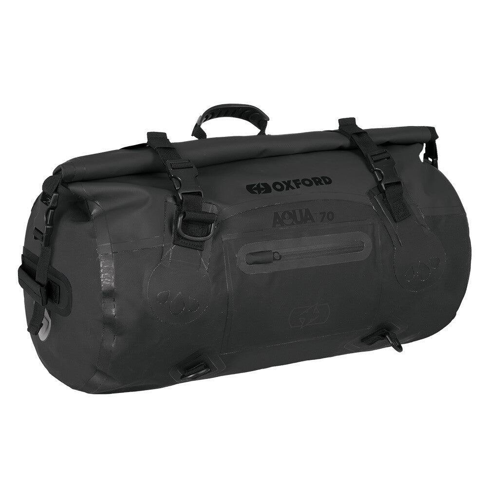 Oxford AQUA T-70 Waterproof Motorcycle Motorbike 70 Litre Roll Bag - Black