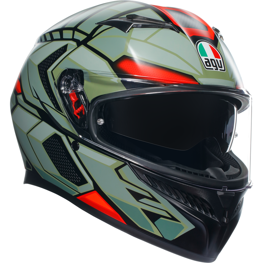 AGV K3 Decept Matt Black Green Red ECE2206 Full Face Motorcycle Motorbike Helmet