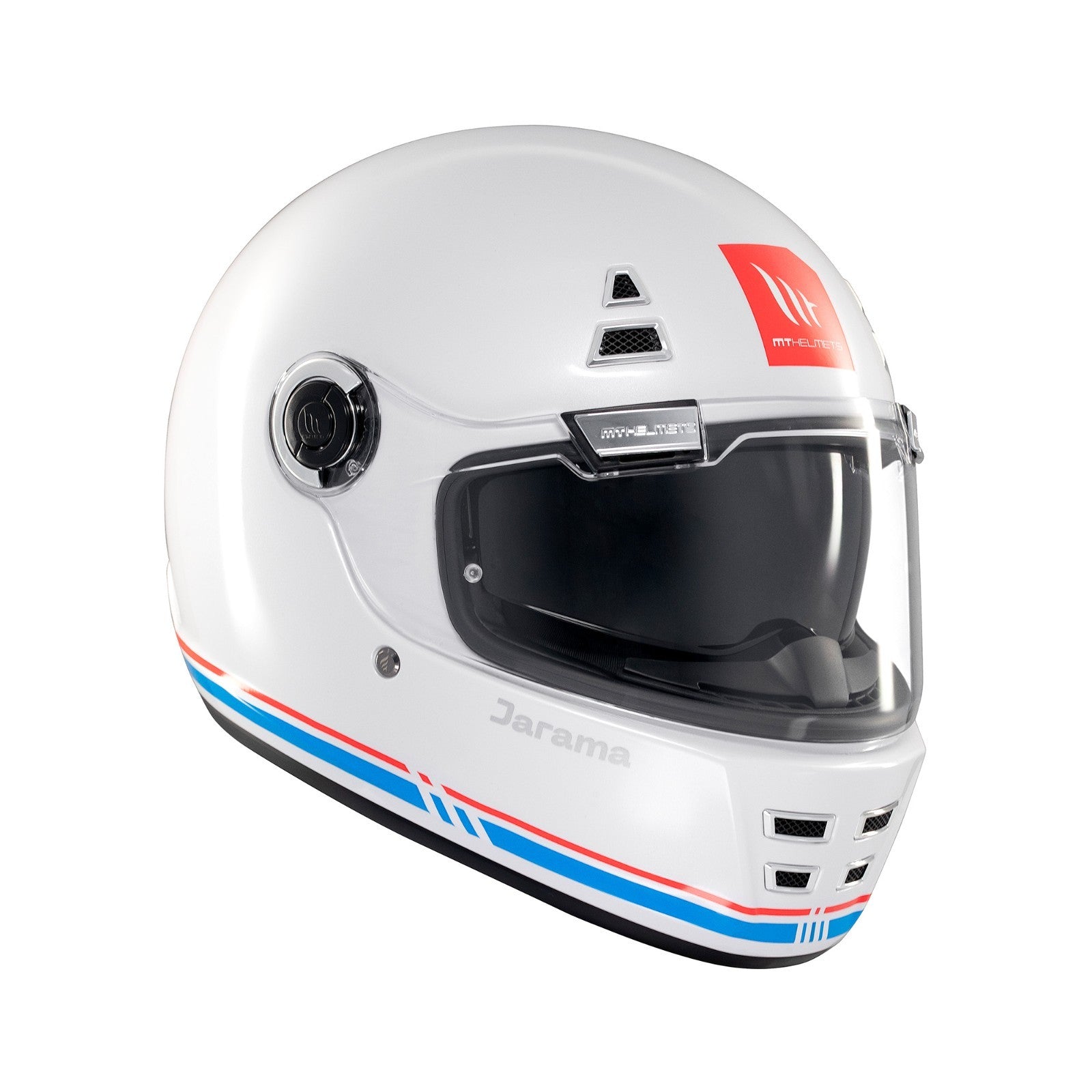MT Jarama SV Plain Gloss White Classic Style Motorcycle Motorbike Helmet