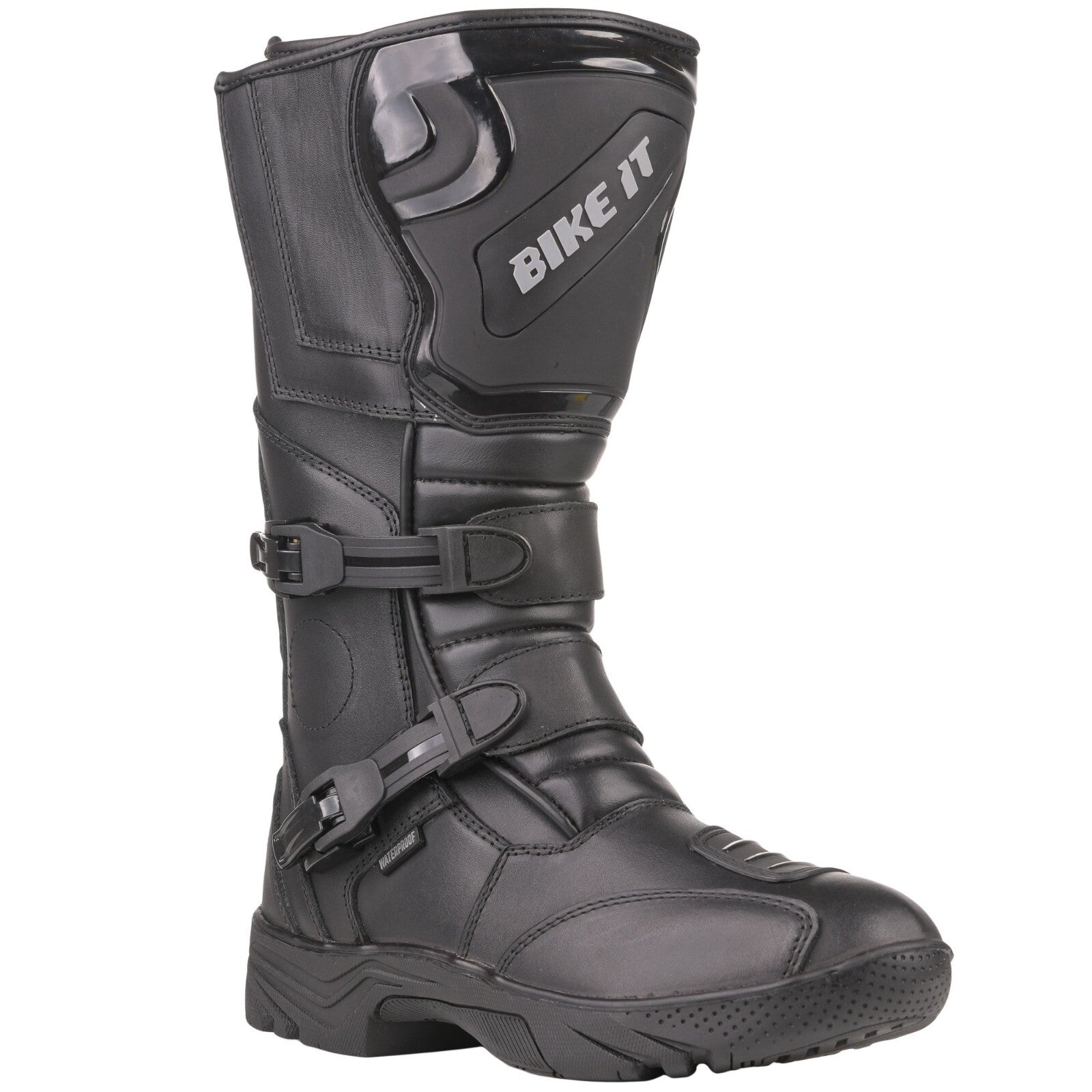 Bike It Triple-Black Motorcycle Motorbike Waterproof Adventure Style Boots Black