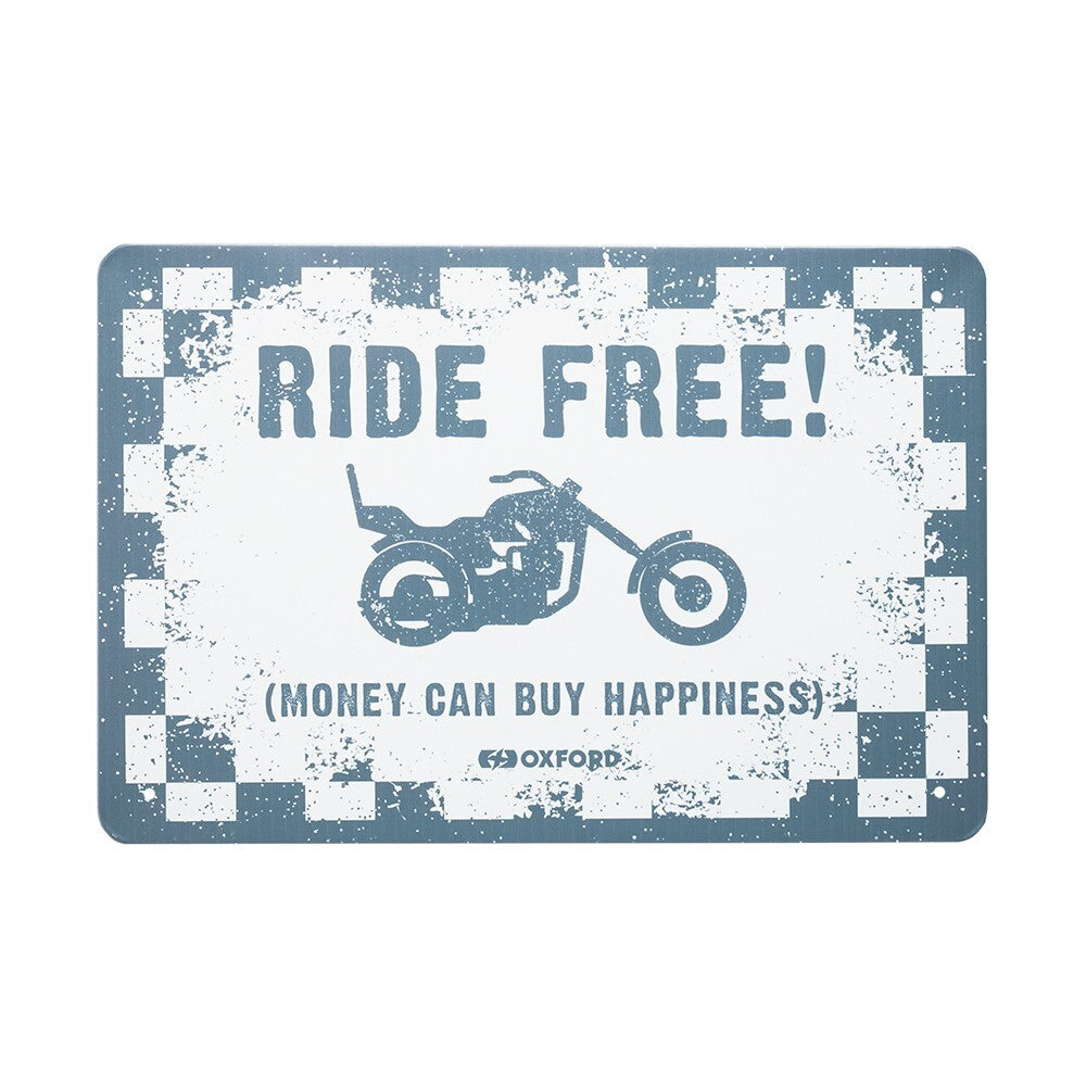 Oxford Garage Metal Motorcycle Motorbike Sign - RIDE FREE