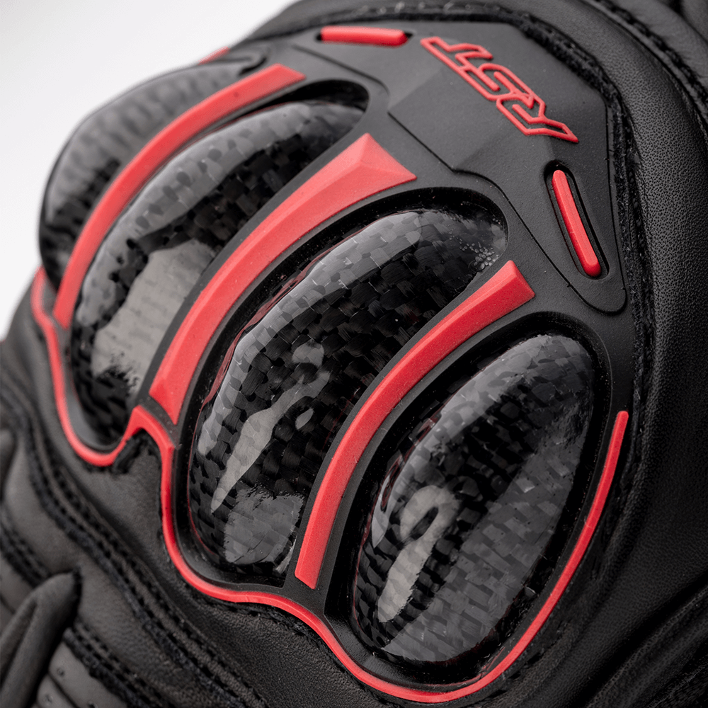 RST S-1 CE Approved Leather Sports Motorcycle Motorbike Gloves - Black Red