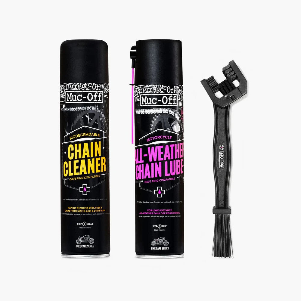 Muc Off Motorcycle Motorbike Chain Care Kit Chain Lube Chain Cleaner & Brush