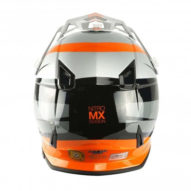 Nitro MX700 Recoil MX Off Road Motocross Motorbike Helmet Black Orange Silver