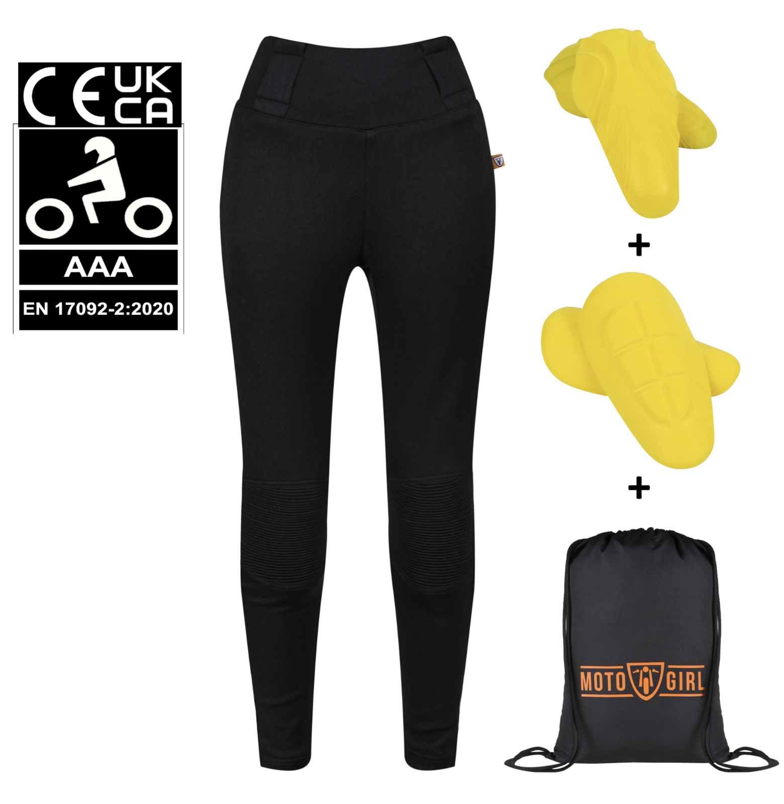 Moto Girl Sherrie Ladies Aramid Lined Motorcycle Motorbike AAA Leggings - Black