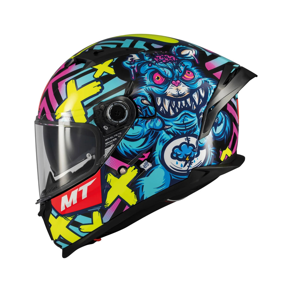 MT Helmets Braker Crazy Teddy Full Face ECE2206 Motorcycle Motorbike Helmet