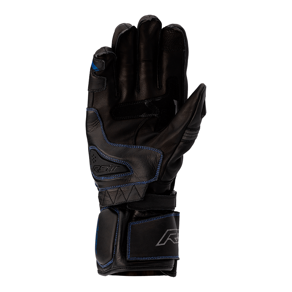 RST S-1 CE Approved Leather Sports Motorcycle Motorbike Gloves - Black Blue