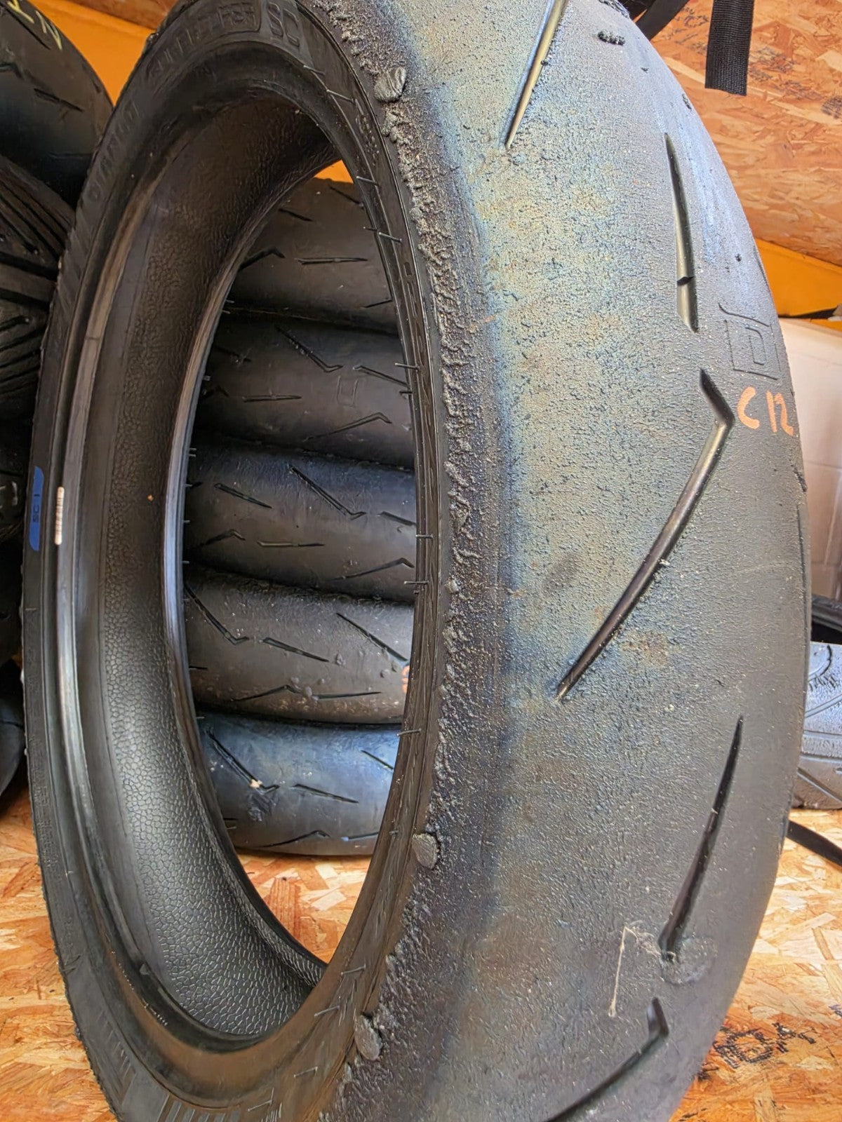 Pirelli Diablo Supercorsa SC1 V4 120/70-17 Grade A worn front BSB scrub tyre