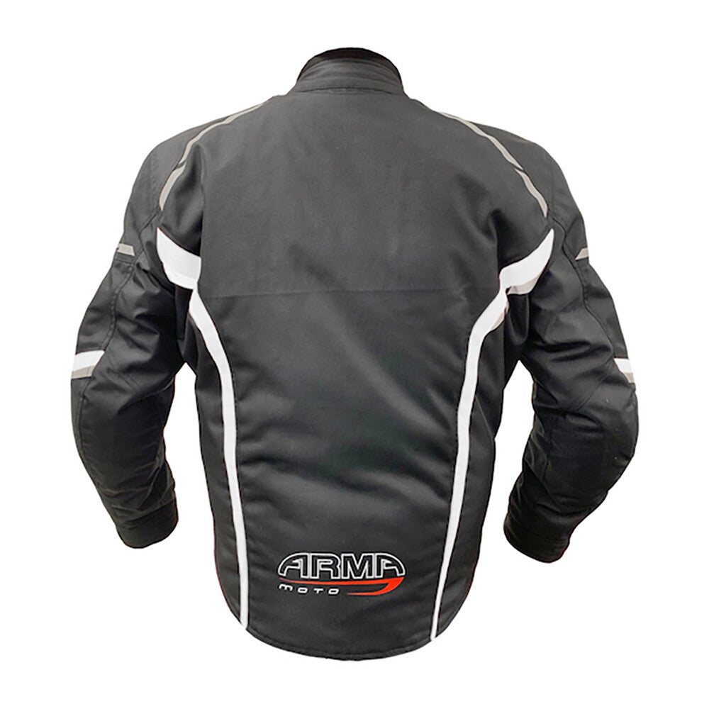 ARMR Moto Eyoshi 2 Waterproof Motorcycle Motorbike Jacket - Black & White