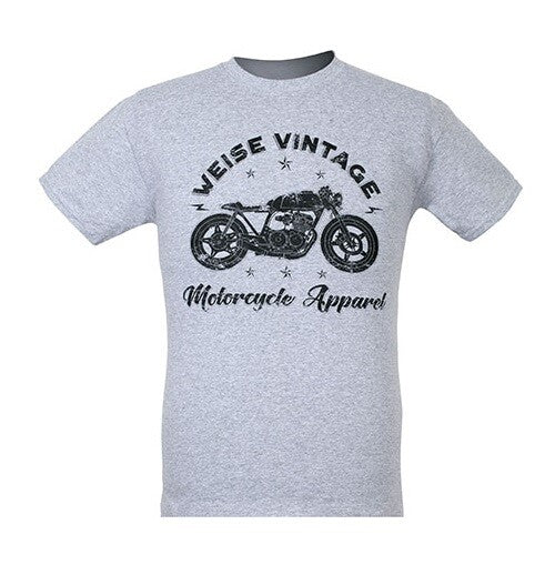 Weise Vintage Motorcycle Style Casual Short Sleeve Tee T-Shirt - Grey