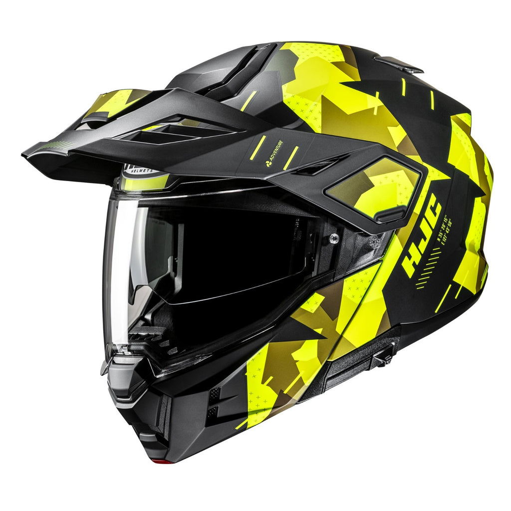HJC I80 Roki Yellow Peaked Modual Flip Dual Sport Motorcycle Motorbike Helmet